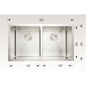 Double Kitchen sink ss 33x18x10