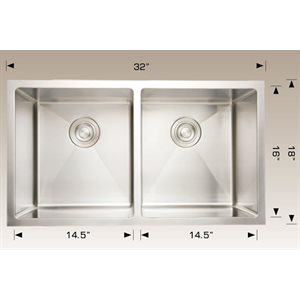 Double Kitchen sink ss 32x18x10