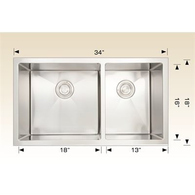 Double Kitchen sink ss 34x18x10