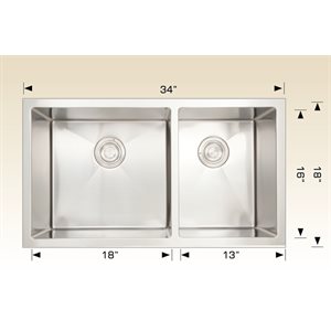 Double Kitchen sink ss 34x18x10