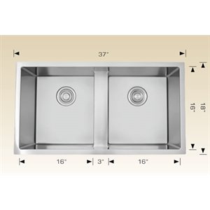 Double Kitchen sink ss 37x18x10
