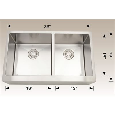 Double Kitchen sink ss 32x19x10