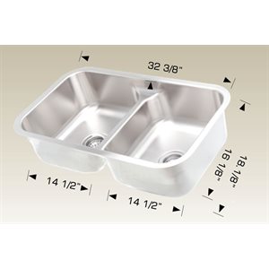 Double Kitchen sink ss 32.4x18.2x8