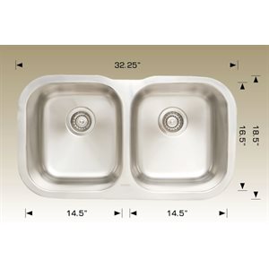 Double Kitchen sink ss 32.25x18.5x9