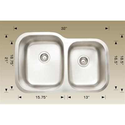 Double Kitchen sink ss 32x21x9