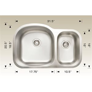 Double Kitchen sink ss 31 / 5x20.5x9