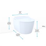 TOTO® RP Toilette contemporaine suspendue en forme de D à double chasse 1,28 et 0,9 GPF avec CEFIONTECT®, coton blanc - CT447CFG#01