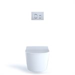 TOTO® RP Toilette contemporaine suspendue en forme de D à double chasse 1,28 et 0,9 GPF avec CEFIONTECT®, coton blanc - CT447CFG#01
