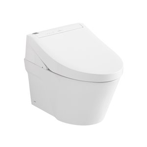 Toilette allongée suspendue TOTO® WASHLET®+ AP et système de réservoir à double chasse WASHLET C5 et DuoFit® encastrés 0,9 et 1,28 GPF, argent mat - CWT4263084CMFG#MS
