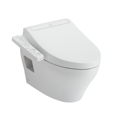 TOTO® WASHLET®+ EP Wall-Hung Elongated Toilet and WASHLET C2 Bidet Seat and DuoFit® In-Wall 0.9 and 1.28 GPF Dual-Flush Tank System, Matte Silver - CWT4283074CMFG#MS