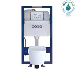 Toilette suspendue en forme de D TOTO® RP et système de réservoir à double chasse encastré DuoFit® 1,28 et 0,9 GPF avec alimentation en cuivre, argent mat - CWT447247CMFG#MS