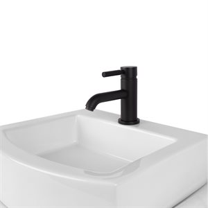 Deck-mount single-hole faucet with a pop-up and lever handle