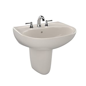 Lavabo de salle de bain mural ovale TOTO® Supreme® avec CEFIONTECT et trous pour robinets centraux de 4 po, beige Sedona - LHT241.4G#12