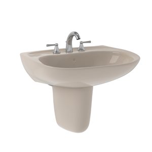 Lavabo de salle de bain mural ovale TOTO® Prominence® avec CEFIONTECT et trous pour robinets centraux de 4 pouces, os - LHT242.4G#03