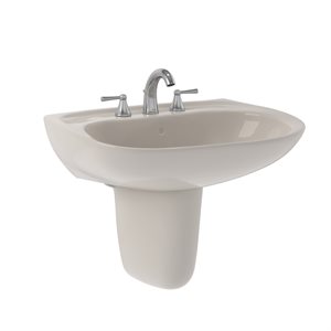 Lavabo de salle de bain mural ovale TOTO® Prominence® avec CEFIONTECT et trous pour robinets centraux de 8 po, beige Sedona - LHT242.8G#12