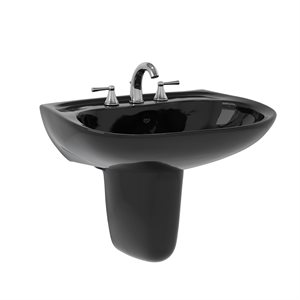 Lavabo de salle de bain mural ovale TOTO® Prominence® et trous pour robinets centraux de 8 pouces, ébène - LHT242.8#51