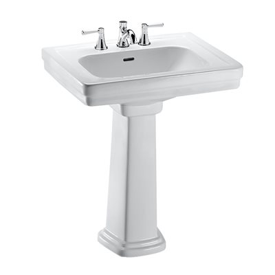 TOTO® Promenade® 24" x 19-1 / 4" Rectangular Pedestal Bathroom Sink for 8 inch Center Faucets, Cotton White - LPT532.8N#01