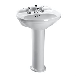 Lavabo de salle de bain sur pied ovale TOTO® Whitney® pour robinets centraux de 4 pouces, coton blanc - LPT754.4 #01