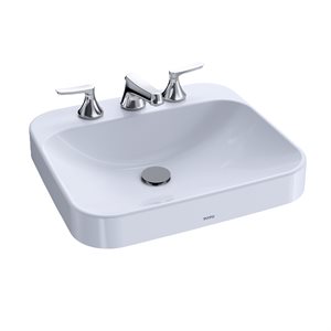 TOTO® Arvina™ Lavabo de salle de bain rectangulaire 20" avec CEFIONTECT pour robinets centraux de 4 pouces, coton blanc - LT415.4G#01