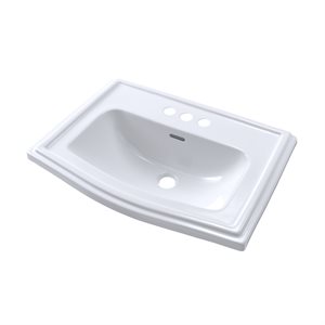 Lavabo de salle de bain encastrable rectangulaire à rebord automatique TOTO® Clayton® pour robinets centraux de 4 pouces, coton blanc - LT781.4#01