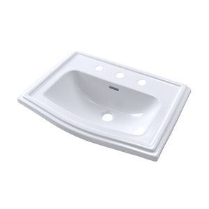 TOTO® Clayton® Lavabo de baignoire rectangulaire à rebord automatique pour robinets centraux de 8 pouces, coton blanc - LT781.8 #01