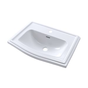 Lavabo de salle de bain encastrable rectangulaire à rebord automatique TOTO® Clayton® pour robinets monotrou, coton blanc - LT781#01