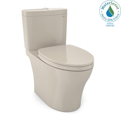 TOTO® Aquia® IV 1G® Two-Piece Elongated Dual Flush 1.0 and 0.8 GPF Universal Height Toilet with CEFIONTECT®, WASHLET®+ Ready, Bone - MS446124CUMFG#03