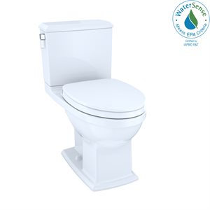 TOTO Connelly WASHLET+ Two-Piece Elongated Dual Flush 1.28 and 0.9 GPF Universal Height Toilet with CEFIONTECT, Cotton White - MS494124CEMFG#01