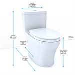 TOTO® Aquia® IV One-Piece Elongated Dual Flush 1.28 and 0.8 GPF Universal Height, WASHLET®+ Ready Toilet with CEFIONTECT®, Cotton White- MS646124CEMFG#01