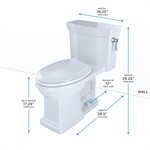TOTO® Promenade® II 1G® One-Piece Elongated 1.0 GPF Universal Height Toilet with CEFIONTECT and Right-Hand Trip Lever, Cotton White - MS814224CUFRG#01