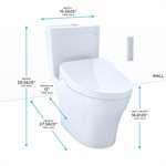 TOTO WASHLET®+ Aquia IV 1G® Two-Piece Elongated Dual Flush 1.0 and 0.8 GPF Toilet with Auto Flush S500e Bidet Seat, Cotton White - MW4463046CUMGA#01