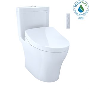 TOTO WASHLET+® Aquia IV 1G Two-Piece Elongated Dual Flush 1.0 and 0.8 GPF Toilet and Contemporary WASHLET S500e Bidet Seat, Cotton White - MW4463046CUMG#01