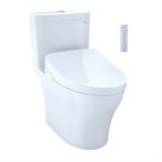 TOTO WASHLET®+ Aquia IV Two-Piece Elongated Dual Flush 1.28 and 0.8 GPF Toilet and with Auto Flush S550e Bidet Seat, Cotton White - MW4463056CEMGA#01