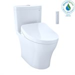 TOTO® WASHLET®+ Aquia IV 1G Two-Piece Elongated Dual Flush 1.0 and 0.8 GPF Toilet and Contemporary WASHLET S550e Bidet Seat, Cotton White - MW4463056CUMG#01