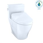 TOTO WASHLET+® Legato One-Piece Elongated 1.28 GPF Toilet and Contemporary WASHLET S500e Bidet Seat, Cotton White - MW6243046CEFG#01