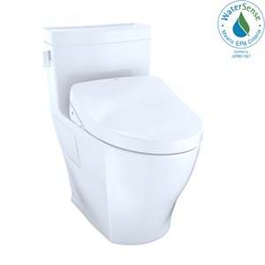 TOTO WASHLET+® Legato One-Piece Elongated 1.28 GPF Toilet and Contemporary WASHLET S550e Bidet Seat, Cotton White - MW6243056CEFG#01
