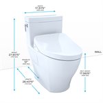 TOTO WASHLET+® Aimes One-Piece Elongated 1.28 GPF Toilet and Contemporary WASHLET S550e Bidet Seat, Cotton White - MW6263056CEFG#01