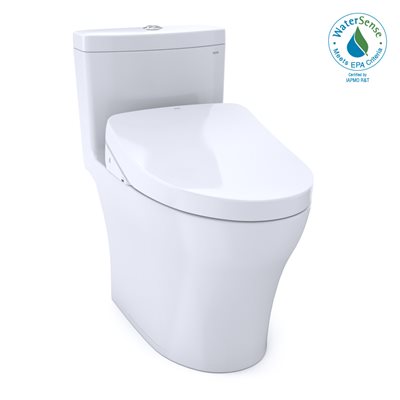 TOTO® WASHLET®+ Aquia® IV One-Piece Elongated Dual Flush 1.28 and 0.8 GPF Toilet with Auto Flush S500e Bidet Seat, Cotton White - MW6463046CEMFGA#01
