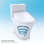 TOTO® WASHLET®+ Aquia® IV 1G® One-Piece Elongated Dual Flush 1.0 and 0.8 GPF Toilet with Auto Flush S500e Bidet Seat, Cotton White - MW6463046CUMFGA#01
