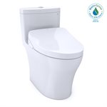 TOTO® WASHLET®+ Aquia® IV One-Piece Elongated Dual Flush 1.28 and 0.8 GPF Toilet with Auto Flush S550e Bidet Seat, Cotton White - MW6463056CEMFGA#01