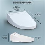 TOTO® WASHLET® C5 Electronic Bidet Toilet Seat with PREMIST and EWATER+ Wand Cleaning, Elongated, Cotton White - SW3084#01