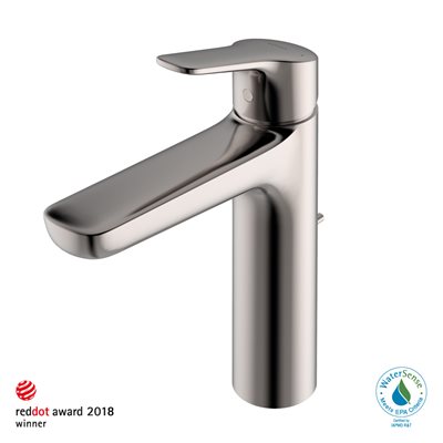 TOTO® GS Series 1.2 GPM Single Handle Bathroom Faucet for Semi-Vessel Sink with COMFORT GLIDE Technology and Drain Assembly, Polished Nickel - TLG03303U#PN