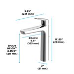 TOTO® GS Series 1.2 GPM Single Handle Bathroom Faucet for Vessel Sink with COMFORT GLIDE Technology and Drain Assembly, Brushed Nickel - TLG03305U#BN