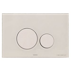 Plaque à bouton-poussoir ronde TOTO® pour unité de réservoir encastrée NEOREST, verre blanc - YT994#WH